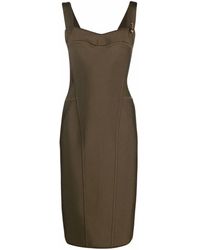 Versace - Vestido midi con detalle de imperdible - Lyst