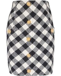 Balmain - Check-Pattern Mini Skirt - Lyst