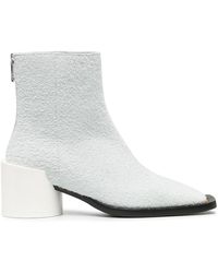 Mm6 By Maison Martin Margiela Square Toe Leather Ankle Boots In Beige Natural Lyst