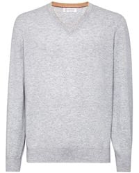Brunello Cucinelli - V-Neck Long-Sleeved Jumper - Lyst
