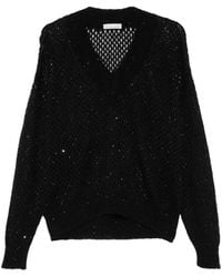 Liviana Conti - Pull En Maille Ajourée À Sequins - Lyst