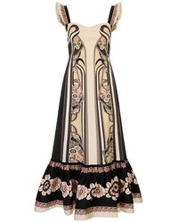 La DoubleJ - Gingerbread Ruffled Floral Midi Dress - Lyst