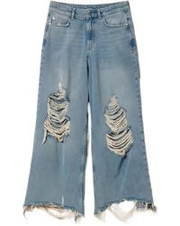 Twinset - Vaqueros Anchos Deshilachados - Lyst