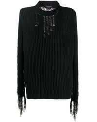 CALVIN KLEIN 205W39NYC Distressed Knit Jumper - Black