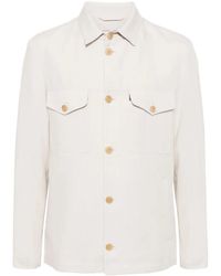 Luciano Barbera - Button-Up Linen Shirt Jacket - Lyst