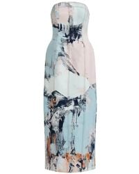 Aje. - Lettera Brush-Stroke Denim Midi Dress - Lyst