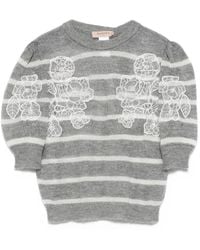 Twinset - Pull Rayé À Fleurs Brodées - Lyst