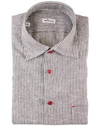 Kiton - Vertical-Stripe Logo-Button Shirt - Lyst