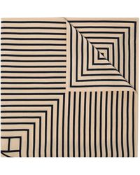 Striped monogram silk scarf black – Totême