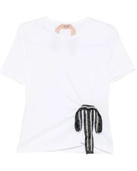 N°21 - T-Shirt Verfraaid Met Kristallen En Strik - Lyst