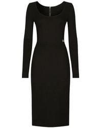 Dolce & Gabbana - Dg-Logo Milano-Rib Midi Dress - Lyst
