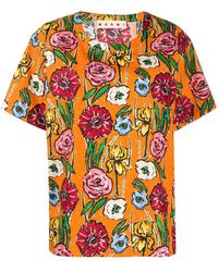 Marni Camiseta con motivo floral - Naranja