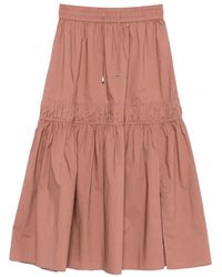 Patrizia Pepe - Drawstring-Waist Tiered Midi Skirt - Lyst