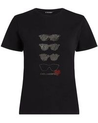 KARL LAGERFELD - Rhinestone Sunglasses T-Shirt - Lyst