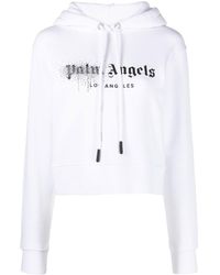 Palm Angels - Rhinestone Spray Logo Hoodie White/black - Lyst