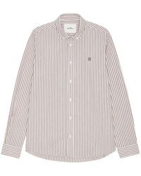 Les Deux - Striped Embroidered-Logo Shirt - Lyst