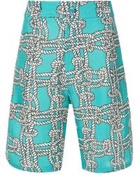 Amir Slama - X Mahaslama Knot-print Linen-blend Shorts - Lyst