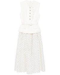 Self-Portrait - Polka-Dot Belted Midi Dress - Lyst
