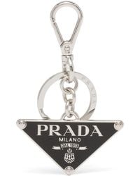 Prada - Triangle Logo Plaque Keyring - Lyst