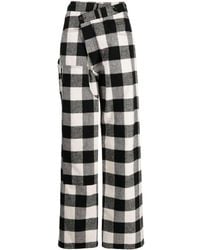 Pushbutton - Check-print Wide-leg Trousers - Lyst