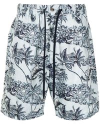 PT01 - Botanical-print Cotton Deck Shorts - Lyst