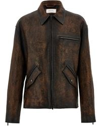 Ferragamo - Flap Pocket Zip Leather Jacket - Lyst