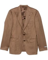 Canali - Herringbone-Pattern Notch-Lapels Blazer - Lyst