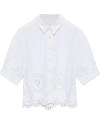 FRAME - Openwork-Detailing Scalloped-Hem Shirt - Lyst