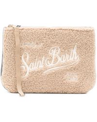 MC2 Saint Barth - Aline Logo-Embroidered Shearling-Effect Clutch Bag - Lyst