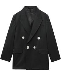 Simone Rocha - Flower-Embellished Double-Breasted Blazer - Lyst