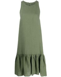 120% Lino - Ruffled Drop-waist Linen Dress - Lyst