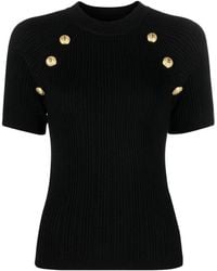 Balmain - Button-Detail Short-Sleeve Top - Lyst