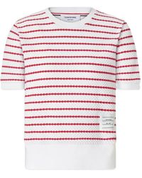Thom Browne - Striped Honeycomb-Rib T-Shirt - Lyst