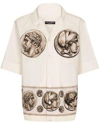Dolce & Gabbana - Camicia hawaii popeline stampa monete - Lyst