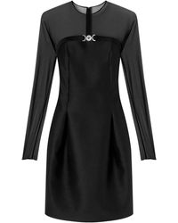 Versace - Zijden Jurk Met Logoplakkaat - Lyst