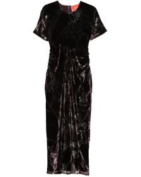 La DoubleJ - Fluwelen Jurk Met Bloemenprint - Lyst