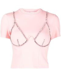 Area - Crystal-embellished Cup-chain T-shirt - Lyst