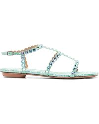 Aquazzura - Tequila Flat Leather Sandals - Lyst