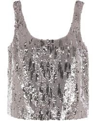 Elie Saab - Sequin Scoop-Neck Top - Lyst