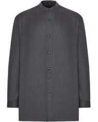 Giorgio Armani - Mandarin-Collar Wool Shirt - Lyst