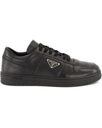 Prada - Leather Triangle-Logo Sneakers - Lyst