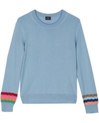 PS by Paul Smith - Stripe-detail Fine-ribbed Wool Jumper - Lyst
