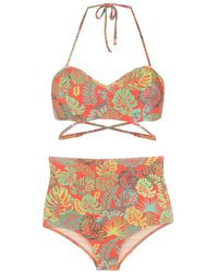Amir Slama - Palm Leaf Print High-Rise Bikini - Lyst