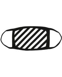 Off-White c/o Virgil Abloh - Off White Mens Black And White Diagonal Graphic-print Cotton Face Covering Mask - Lyst