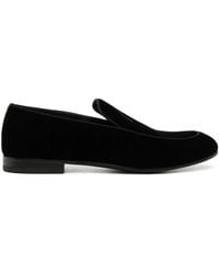 Giorgio Armani - Embroidered Logo Velvet Loafers - Lyst