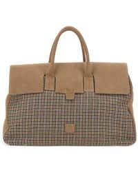 Eleventy - Houndstooth-Panelled Suede Tote Bag - Lyst