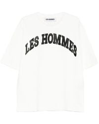Les Hommes - Camiseta con cuello redondo y logo - Lyst