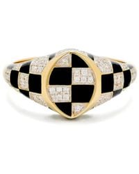 Yvonne Léon - Bague En Jaune 9 Ct À Carreaux Sertie De Diamants - Lyst