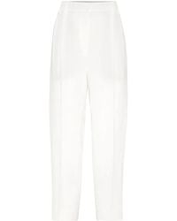 Brunello Cucinelli - High-Waist Cropped Trousers - Lyst