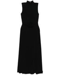 ROTATE BIRGER CHRISTENSEN - Sleeveless Floral Textured Maxi Dress With High Neckline - Lyst